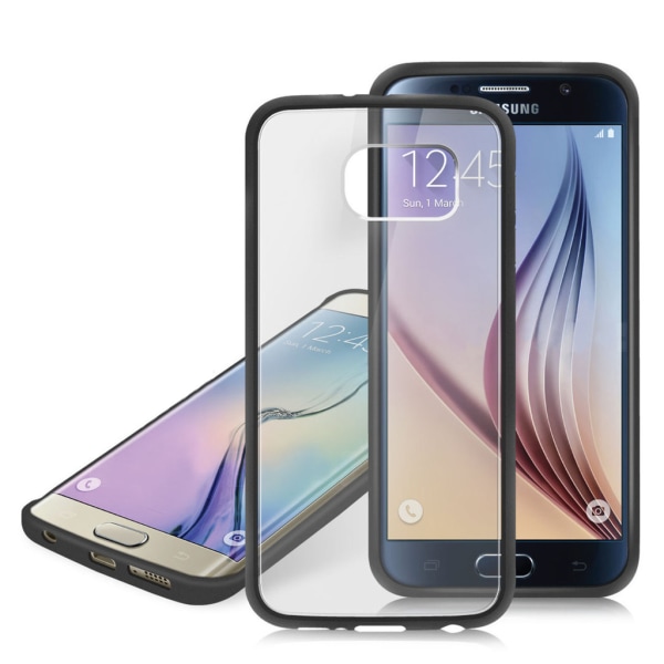 Frosted Transparent cover med farvet ramme Samsung S6 - flere farver White