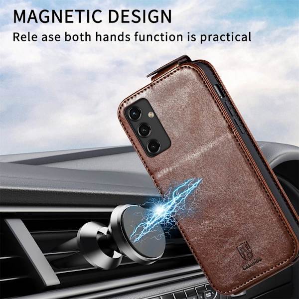 SKALO Samsung A14 4G/5G CASENEO Vertical Flip Cover - Brun Brown