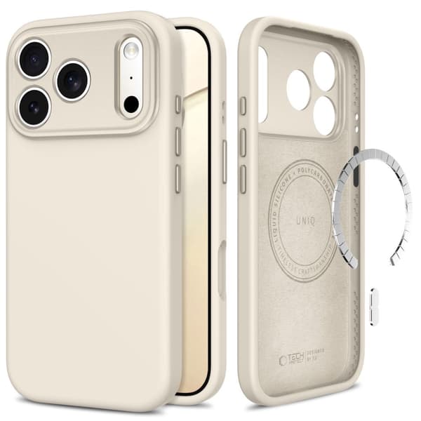 Tech-Protect Uniq MagSafe CC Cover til iPhone 17 Pro Max - Titanium White