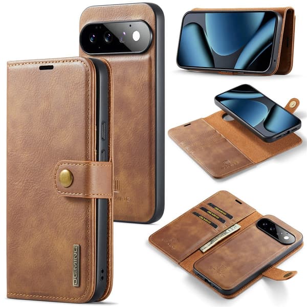 DG MING 2-i-1 Magnet Flip Cover til Google Pixel 11 Pro - Brun Brown