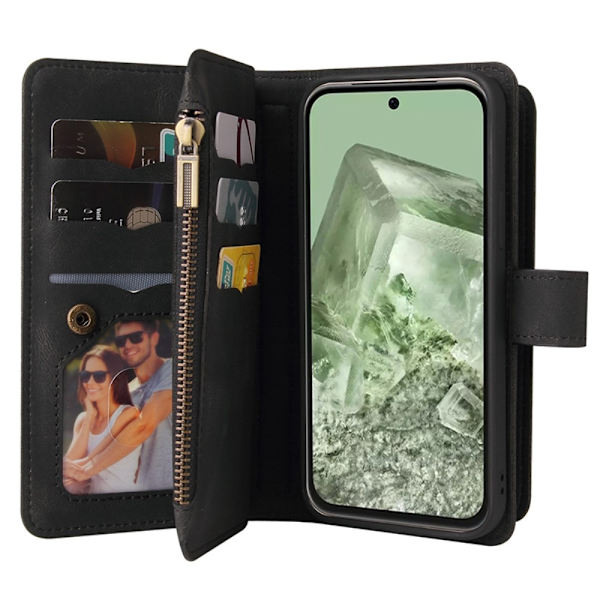 SKALO Google Pixel 8a Big Wallet 17-lokeroa Lompakkokotelo - Musta Black