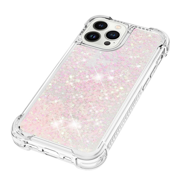 SKALO iPhone 15 Pro Kvicksand Glitter Hjärtan TPU-skal - Rosa Rosa