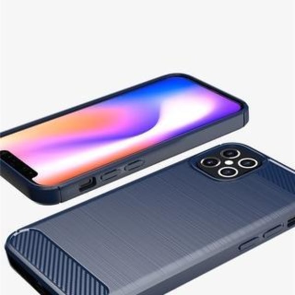 SKALO iPhone 12 Mini Armor Carbon Iskunkestävä TPU suojakuori - Black