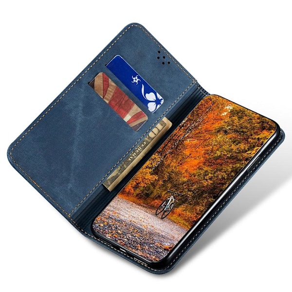 SKALO Samsung A54 5G Jeans Lompakkokotelo - Sininen Blue