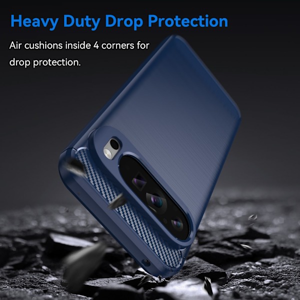 SKALO Google Pixel 9 Pro XL Armor Carbon Stødsikker TPU-cover - Vælg farve Blue