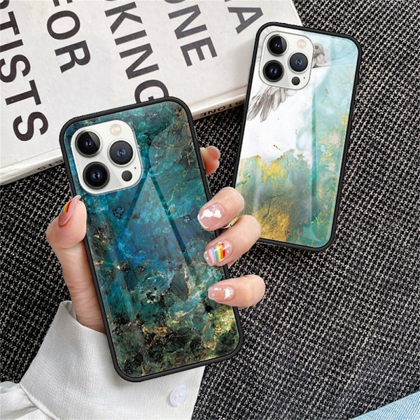 SKALO iPhone 16 Pro Max Marmori karkaistu lasi TPU-suojakuori - #3 Multicolor