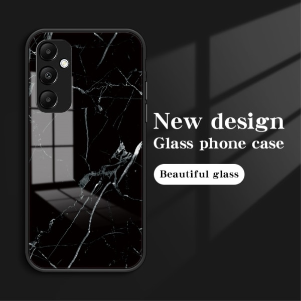 SKALO Samsung A55 5G Marmor Härdat Glas TPU-skal - Motiv 2 multifärg