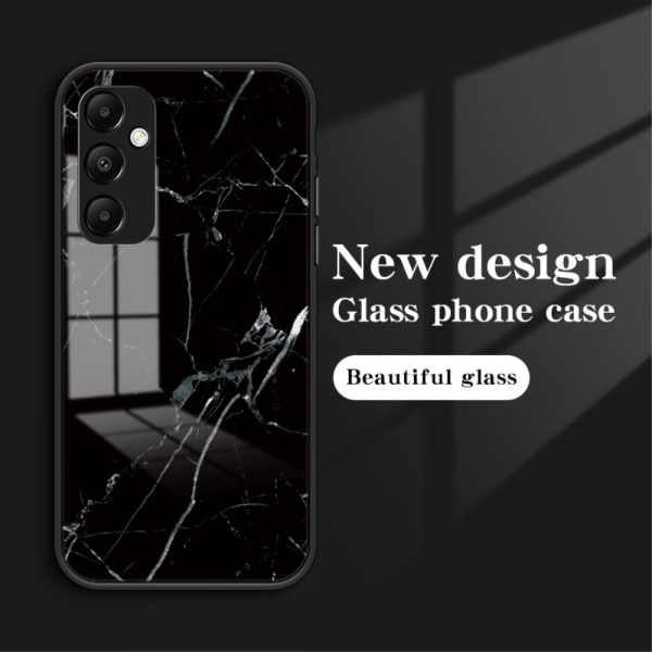 SKALO Samsung A55 5G Marmor Härdat Glas TPU-skal - Motiv 2 multifärg
