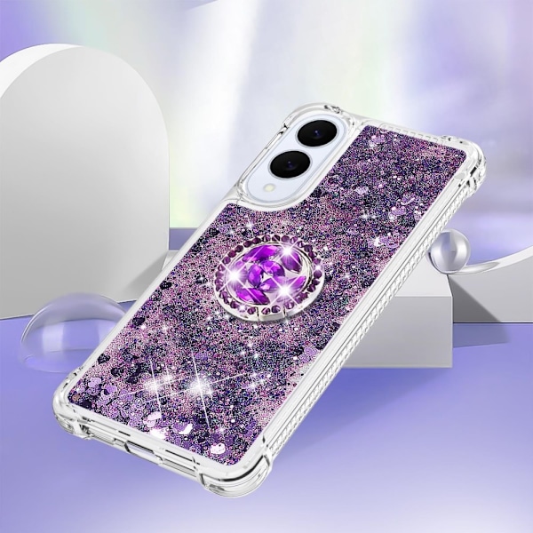 SKALO Samsung S25 Edge Juoksuhiekka Kimalle Rengas Suojakuori - Violetti Purple