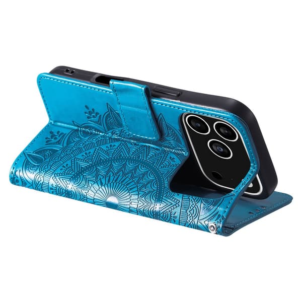 SKALO Mandala Flip Cover til iPhone 18 Pro - Blå Blue