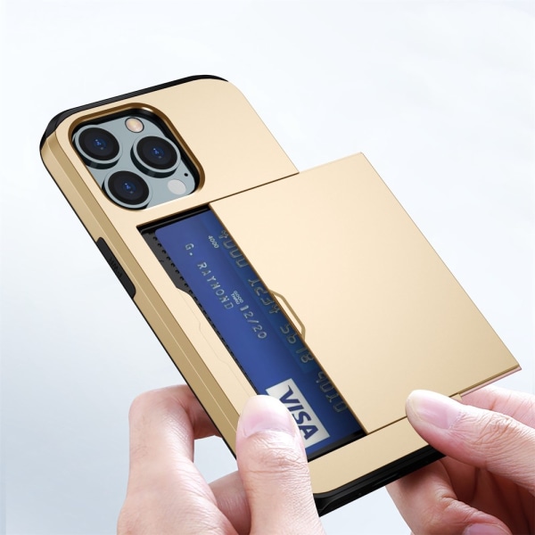 SKALO iPhone 14 Pro Armor Skal Korthållare - Guld Guld