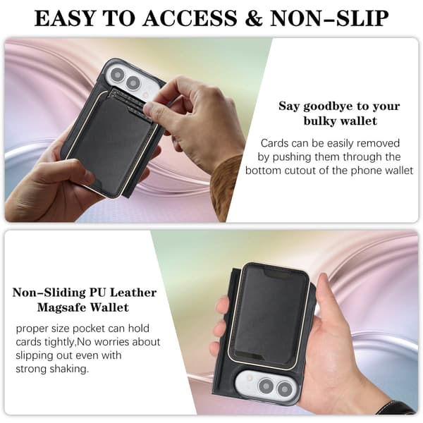 SKALO 2-i-1 Magnetisk kortholder Cover til iPhone Duo - Sort Black