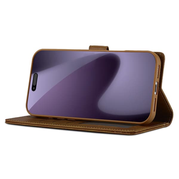 SKALO LC.IMEEKE Premium PU-læder Flip Cover til iPhone 18 Pro Max - Lys brun Light brown