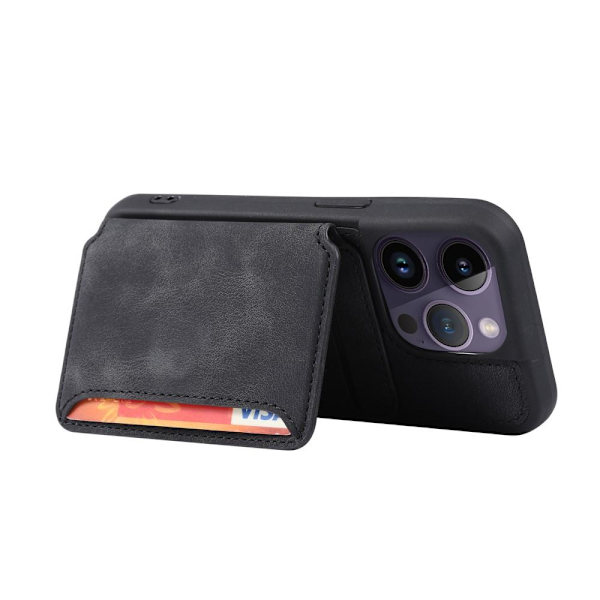 SKALO iPhone 15 Pro Max PU-læder Cover med Pung - Sort Black