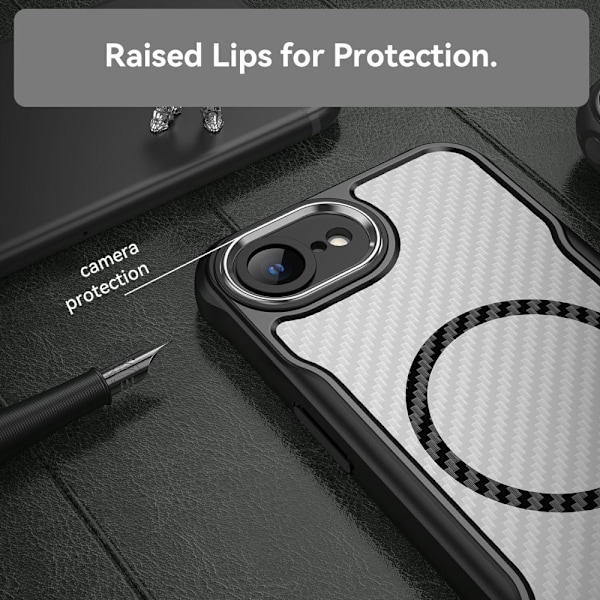 SKALO iPhone 16e Translucent Carbon Suojakuori - Musta Black