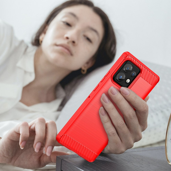 SKALO Motorola Edge 40 Pro 5G Armor Carbon Stöttåligt TPU-skal - Fler färger Röd
