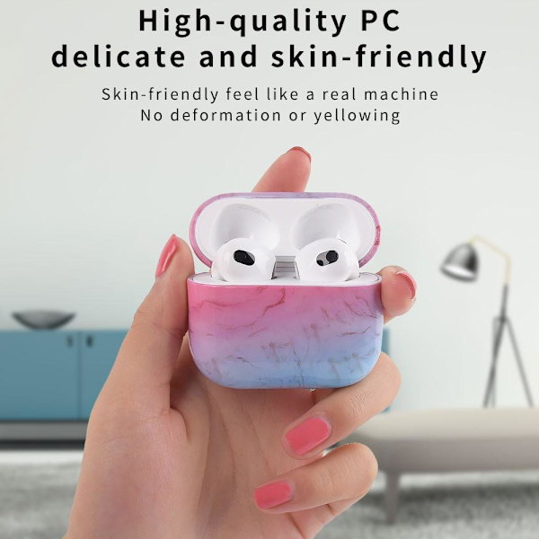 SKALO AirPods 3 Marmori suojakuori, jossa on karabiini - #3 Multicolor
