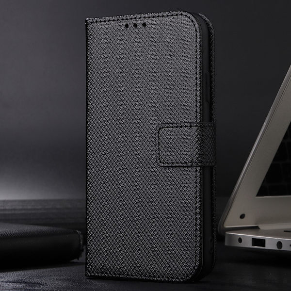 SKALO Google Pixel 8 Pro Premium Mini Rhombus Wallet Flip Cover - Sort Black
