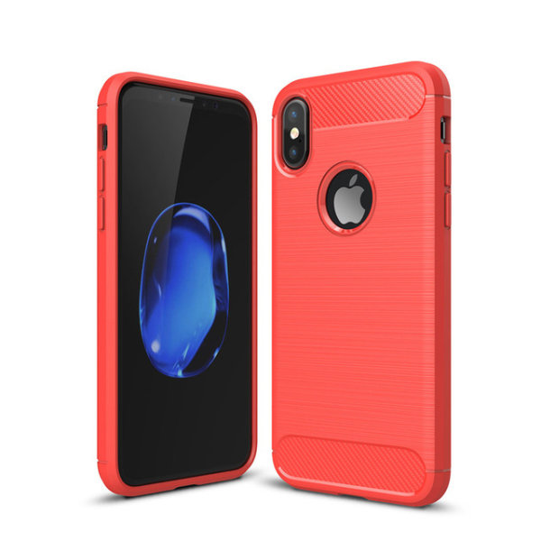 SKALO iPhone XS Max Armor Carbon Stöttåligt TPU-skal - Fler färger Röd