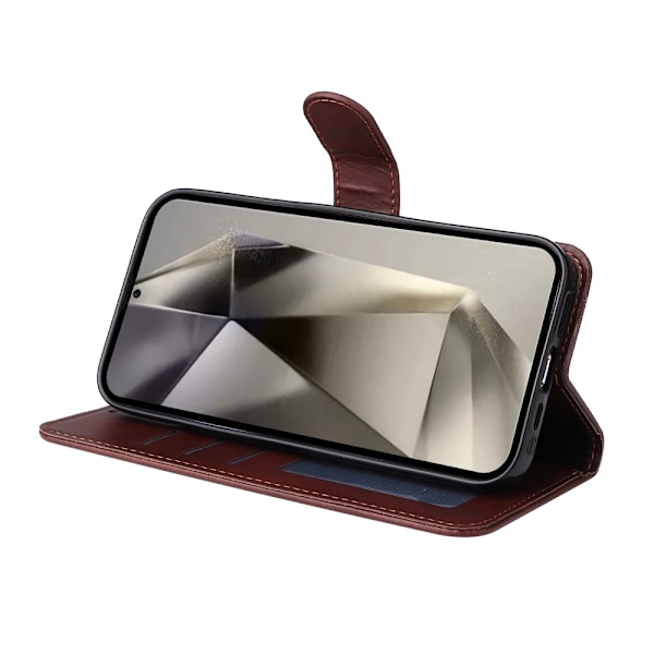 SKALO Samsung S25 Ultra PU-nahka Lompakkokotelo - Valitse väri Brown
