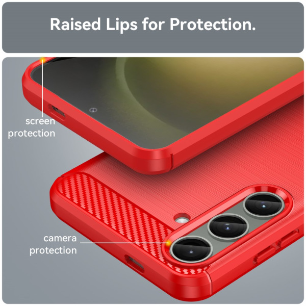 SKALO Samsung S24+ Armor Carbon Stødsikker TPU-cover - Vælg farv Red