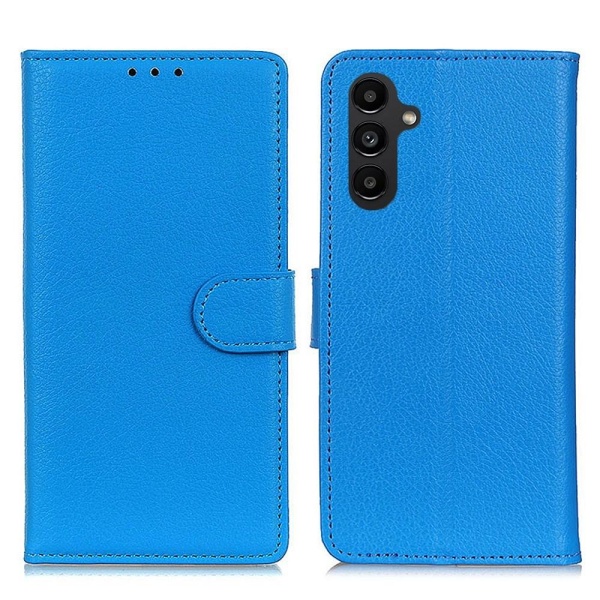 SKALO Samsung A14 4G/5G Litchi Plånboksfodral - Blå Blå