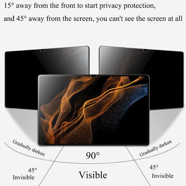 SKALO Samsung Tab A9 Privacy Hærdet Glas Skærmbeskyttelse Black