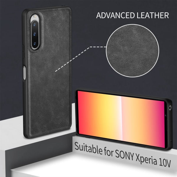 SKALO Sony Xperia 10 V PU-nahka Hybridi Suojakuori - Musta Black