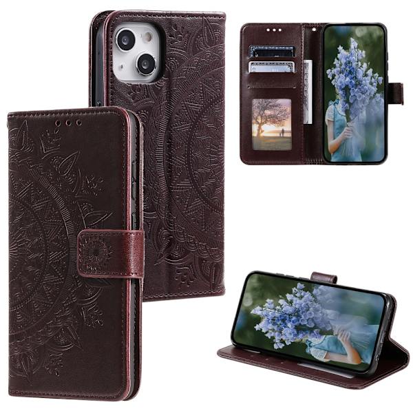 SKALO iPhone 15 Mandala lompakkokotelo - Ruskea Brown
