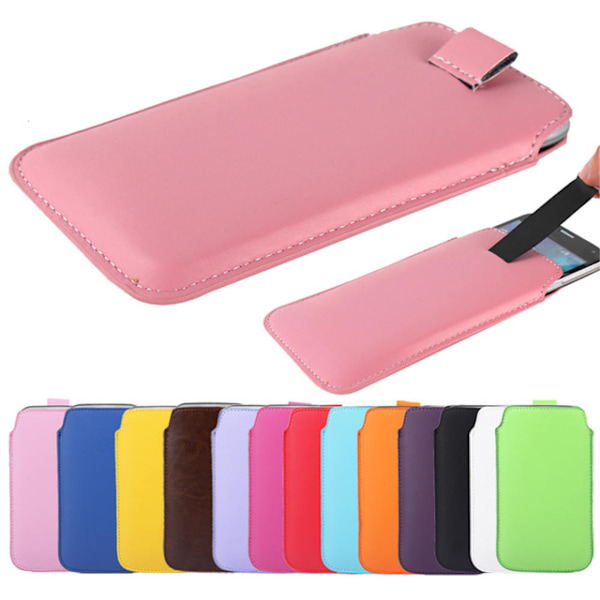 Pull tab / Läderficka Samsung S6 - fler färger Cerise