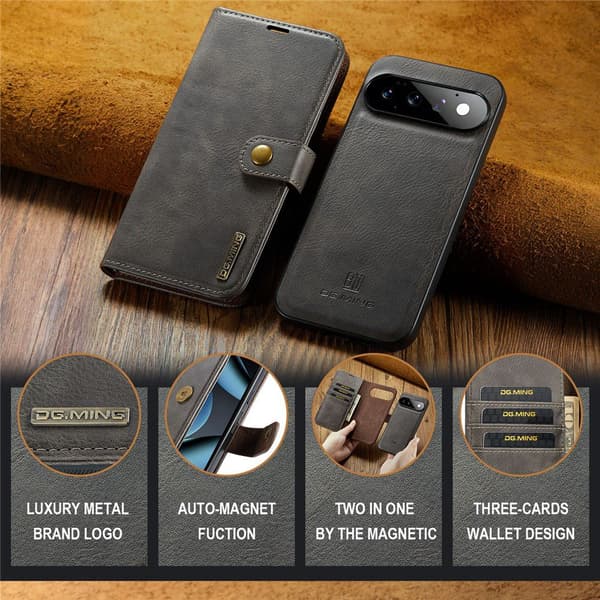 DG MING 2-i-1 Magnet Flip Cover til Google Pixel 11 - Grå Grey