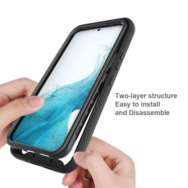 SKALO Samsung A54 5G Iskunkestävä Clear Hybridi Suojakuori - Tummansininen Dark blue