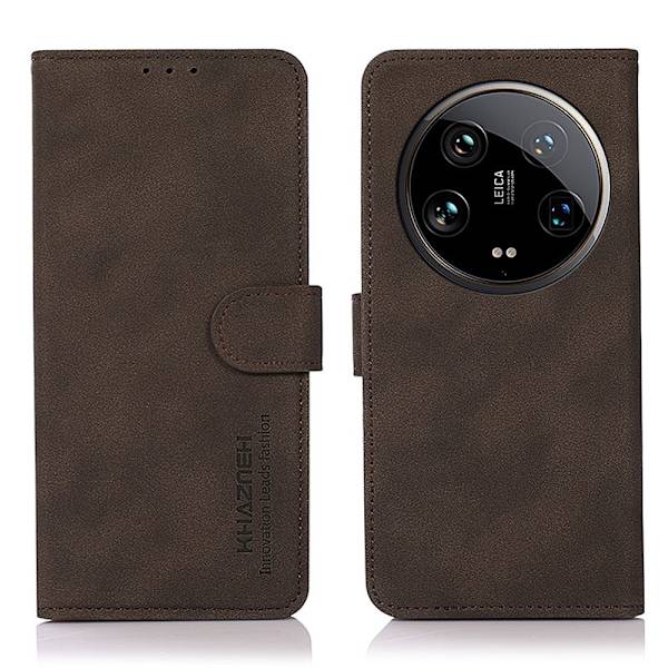 SKALO Xiaomi 14 Ultra 5G KHAZNEH Lompakkokotelo PU-nahasta - Ruskea Brown