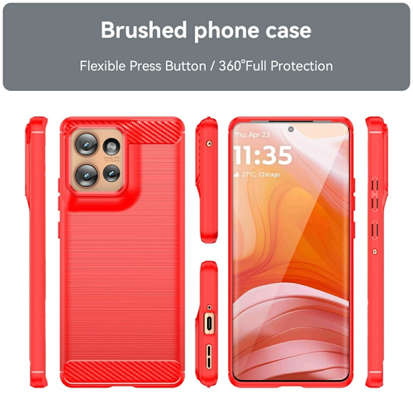 SKALO Motorola Edge 50 5G Armor Carbon Stødsikker TPU-cover - Vælg farve Red