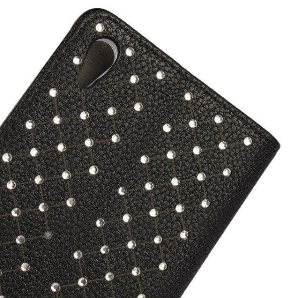 Sony Z3 + Wallet Case Glitter Flower - enemmän värejä Black
