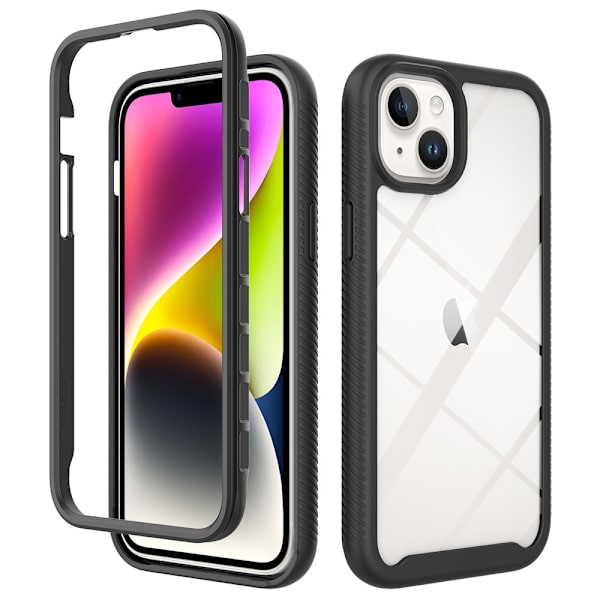 SKALO iPhone 15 Plus Stødsikker Clear Hybrid Cover - Sort Black