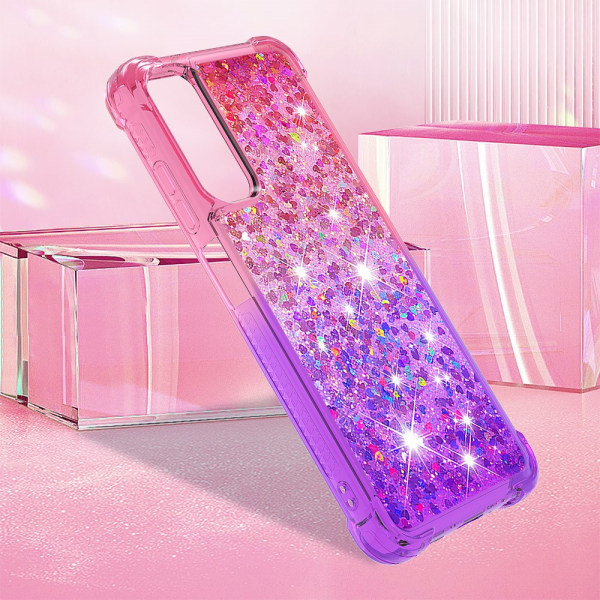 SKALO Samsung A05s 4G Kvicksand Glitter Hjärtan TPU-skal - Rosa- multifärg