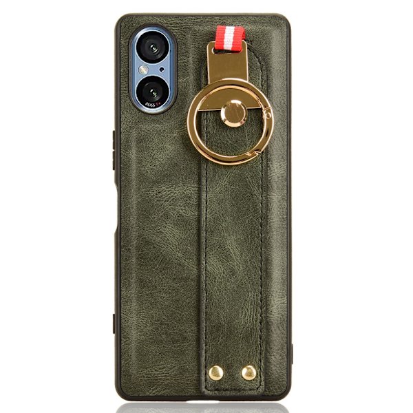 SKALO Sony Xperia 5 V PU-nahkakuori käsivarsinauhalla - Vihreä Green