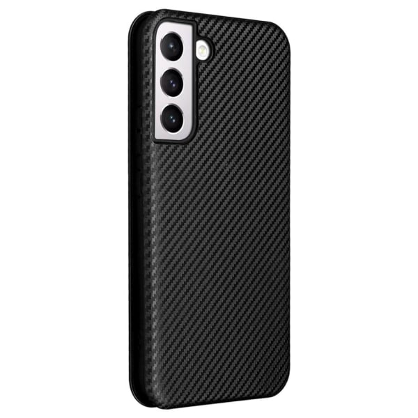 SKALO Samsung S22+ Carbon Fiber Pung Taske - Sort Black