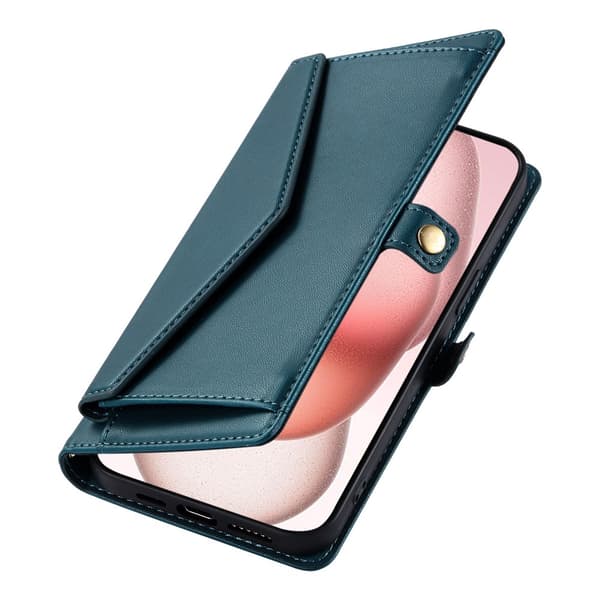 SKALO PU-Läder Envelope Plånboksfodral för iPhone 18 Pro - Grön Grön