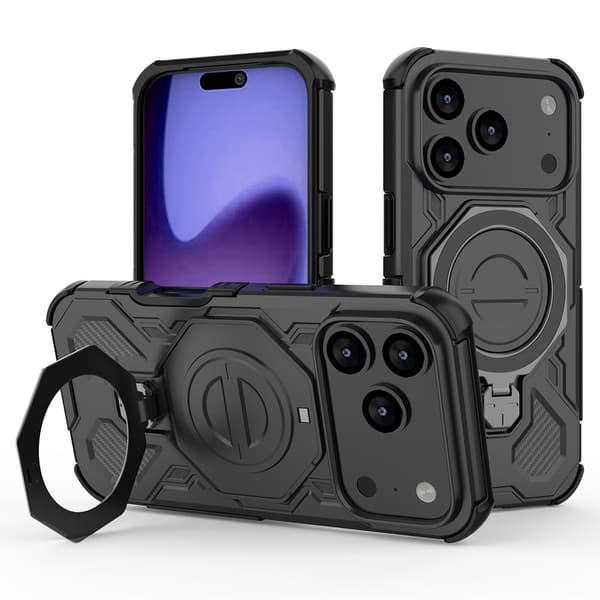 SKALO Armor Roterbar Ring Cover til iPhone 17 Pro Max - Sort Black