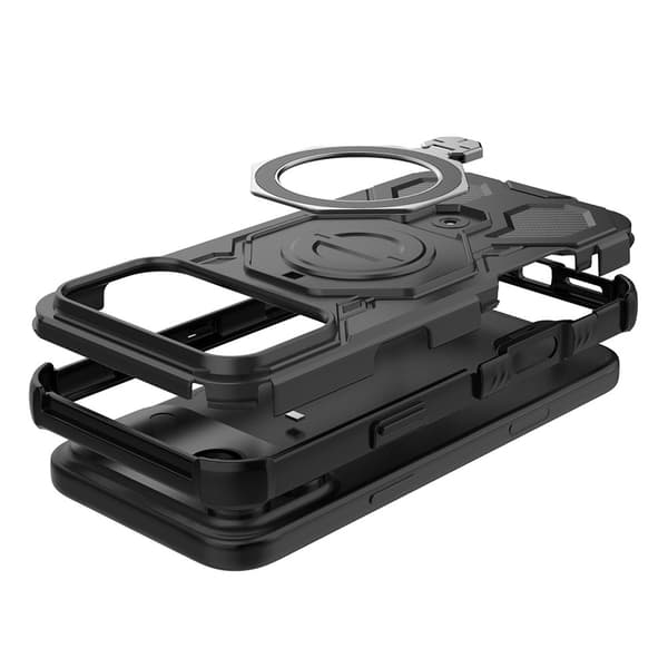SKALO Armor Roterbar Ring Cover til iPhone 17 Pro Max - Sort Black