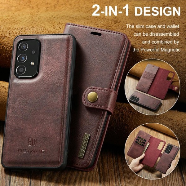 DG MING Samsung A53 5G 2-in-1 magneetti lompakkokotelo - Punaine Red