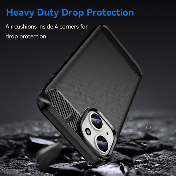SKALO iPhone 15 Plus Armor Carbon Stødsikker TPU-cover - Vælg farve Black