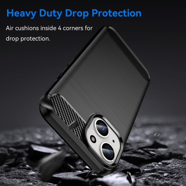 SKALO iPhone 15 Plus Armor Carbon Stöttåligt TPU-skal - Fler fär Svart
