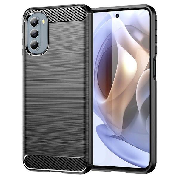 SKALO Moto G51 Armor Carbon Iskunkestävä TPU suojakuori - Valitse väri Black