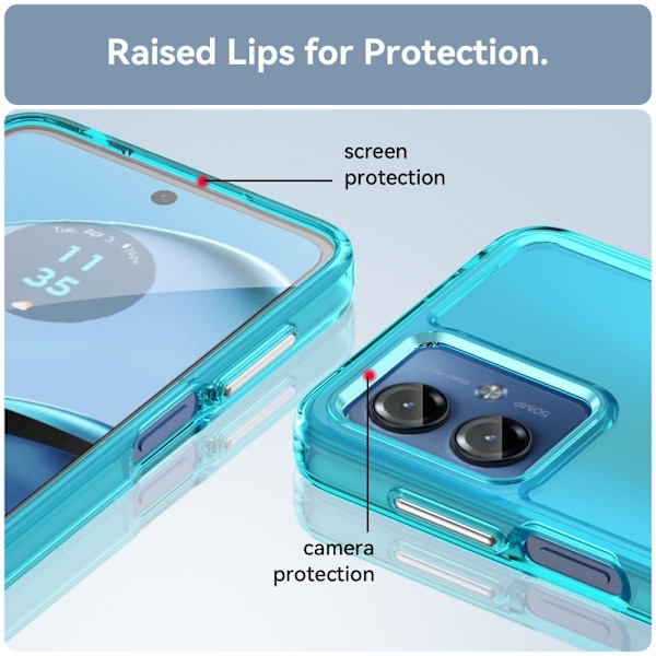 SKALO Motorola Moto G14 Transparent TPU Metal Buttons Cover - Turkis Turquoise
