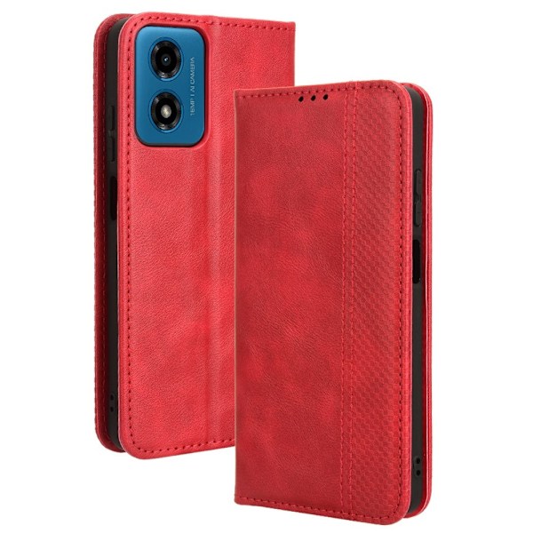 SKALO Motorola Moto E14 4G Embossed Premium Plånboksfodral - Röd Röd