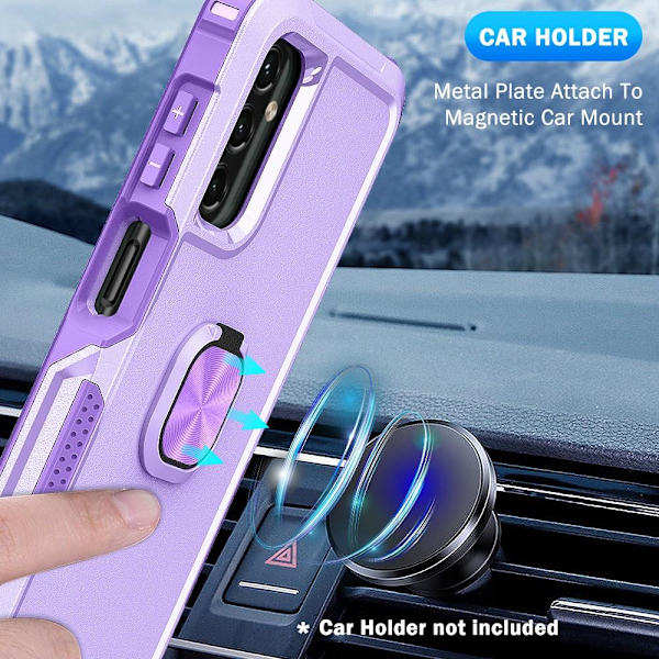 SKALO Samsung A54 5G Armor Hybrid metal ring cover - Lilla Purple