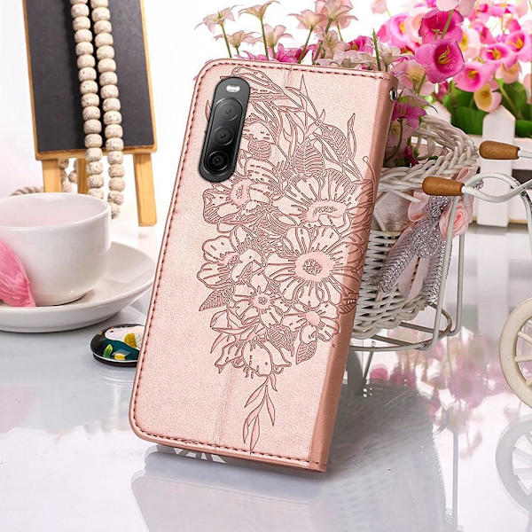 SKALO Sony Xperia 10 IV Mandala Flip Cover - Rosa guld Pink gold